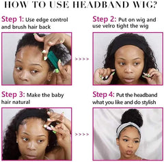 Headband Wig Human Hair Headband Half Wigs Human Hair 10A Brazilian Glueless Human Hair Wigs None Lace Front Wigs Deep Wave 150% Density Natural Color 20 Inch