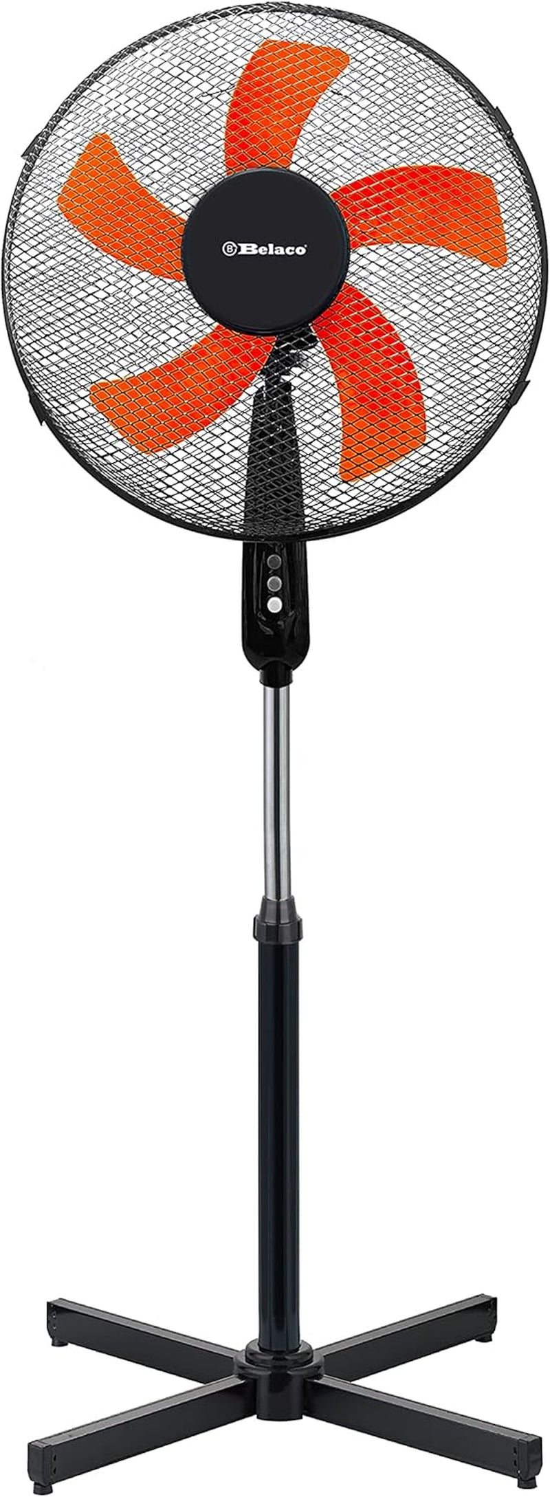 16 Inch Pedestal Fan with Oscillation, Adjustable Height, Quiet Powerful Cooling Airflow, 45W, Black & Orange