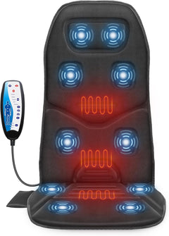 Ultimate  Back Massager with Heat – 10 Vibration Motors for Pain Relief, Perfect Massage Chair Pad for Home & Office, Ideal Father's Day Gift!