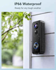 Video Doorbell Camera Wireless, 2K HD Smart Door Bell Camera Head-To-Toe View, Battery Operated, PIR Motion Detection, Night Vision, 2-Way Audio, SD Card & Cloud Storage, Works with Alexa