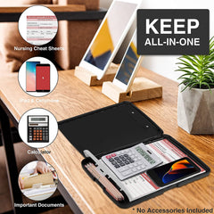 Clipboard with Storage, Clip Board 8.5 X 11 with Pen Holder, Plastic Organization Case Box for Letter Legal A4 Size Paper, Low Profile Clip, Nurses Teachers Must Haves, School & Office Supplies