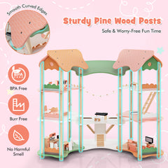Multi-Layer Wooden Dollhouse Versatile Kids Playhouse Toy with 7-Room