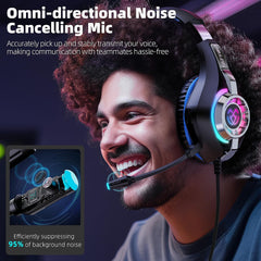 Gaming Headset for Ps5 Ps4 PC Xbox S/X Series Switch PC, Gaming Headphone with Noise Cancelling Microphone RGB Lighting
