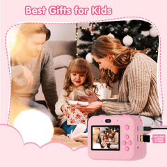 Kids Instant Print Selfie Camera for Girls,1080P HD Digital Camera for Kids with Print Paper & 32GB Card, Christmas Birthday Gifts Kids Toys for 3-12 Years Old (Pink)