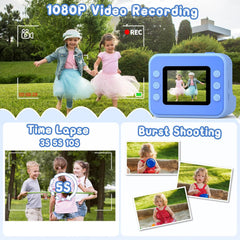 Kids Camera Instant Print, 2.4'' Instant Camera for Kids, 1080P Children Cameras with 32GB Card & 3 Rolls Photo Paper, Christmas Birthday Gifts Toys for Girls & Boys Aged 3-12 -Blue