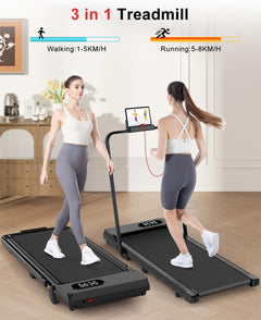 Folding Treadmill with Incline,Walking Pad 2.5HP under Desk Treadmills for Home,1-8Km/H Speed Range,Led Display & Remote Control,No Assembly