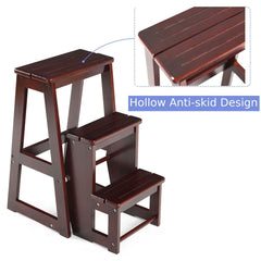 Folding 3 Tier Step Stool Wooden Folding Stepladder Shelf