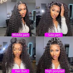 13X6 Deep Wave Human Hair Wig Pre Plucked Brazilian Virgin 200% Density Deep Lace Front Wigs Wet and Wavy with Baby Hair for Women 20 Inch