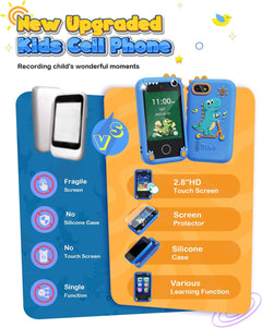 Kids Smart Phone for Boys Ages 3-8, Dinosaur Phones Toys with Dual Camera, Toddler Touchscreen Phone Educational Toys for Kids, Christmas Birthday Gifts for 3 4 5 6 7 8 9 10 Year Old Boys