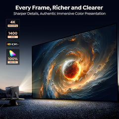 Projector 4K with VIDAA Os【Netflix Included & Live Channels】36W 3D Dolby Audio, 1400 ANSI FHD 1080P, HDR 10  Smart Home Cinema Projector, AI Auto Image, Wifi 6, Bluetooth Projectors for Bedroom