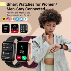 Stylish Smart Watch for Women - 1.85" HD Display, Alexa Built-In, Heart Rate & Sleep Monitor, 120 Sports Modes, Waterproof, with 2 Straps - Compatible with iPhone & Android