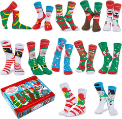 Festive  12 Pairs Christmas Crew Socks for Women - Perfect Holiday & Birthday Gift!