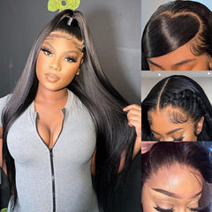 18 Inch 13X4 HD Lace Front Wigs Human Hair Straight Human Hair Wig for Black Women 250% Density Glueless Lace Front Wig Human Hair Pre Plucked with Baby Hair Brazilian Virgin Hair Natural Color