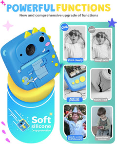 Kids Camera Instant Print for Boys Girls, Christmas Birthday Gifts for 3 4 5 6 7 8 9 Year Old Boys Girls, 1080P Kids Digital Camera Toys for Kids Age 3-9 Blue