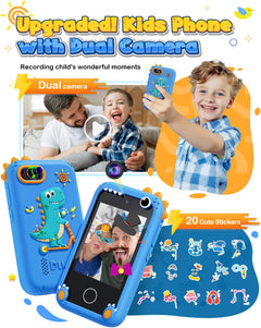 Kids Smart Phone for Boys Ages 3-8, Dinosaur Phones Toys with Dual Camera, Toddler Touchscreen Phone Educational Toys for Kids, Christmas Birthday Gifts for 3 4 5 6 7 8 9 10 Year Old Boys