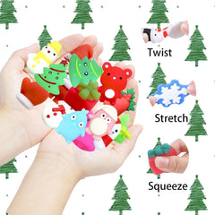 30Pcs Christmas Mochi Squishy Toys,Christmas Mini Kawaii Moji,Xmas Squeeze Soft Fidget Toys Include Santa Snowman Xmas Tree for Xmasparty Bags Fillers Girls Boys Kids Treats Party Favors Gifts