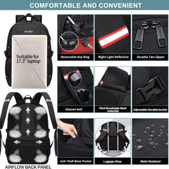 Extra Large Backpack for Men 50L,Lunch Backpack Work Bag Travel Laptop Backpack 17.3 Inch with USB Charging Port,Water Resistant Big Business Computer Rucksack for Men Women College School Black