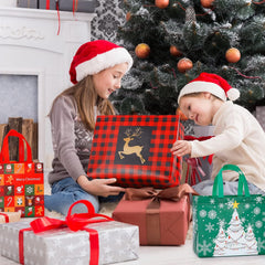 20 Pack Christmas Bags Assorted Sizes, Reusable Non-Woven Christmas Tote Bags with Handle, Perfect for Gift Wrap/Party Favor Supplies (4 Extra Large 8 Large 8 Medium)