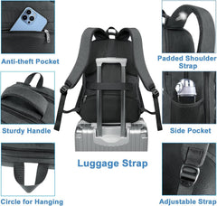 17 Inch Laptop Backpack with Lunch Compartment, TSA Large Travel Rucksack for Men Women with Laptop Compartment, Water Resistant Work Bag with Padded Straps for School Backpack, Black