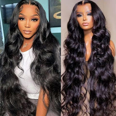 Full 13X6 Lace Frontal Virgin Human Hair Wigs 210% 32Inch 15A Body Wave 13X6 HD Transparent Full Lace Front Wigs Brazilian Body Wave Wig Thin Knots