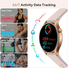 Stylish Smart Watch for Women - Make Calls, Monitor Fitness & Health, 1.32'' AMOLED Display, 110+ Sport Modes, Waterproof, Compatible with iPhone/Samsung/Android