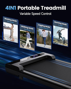 Walking Pad Treadmill for Home - under Desk Treadmills Office Mini Portable Electric Running Machine with Adjustable Speed Remote & LED Display Slim Compact Max up 264 Lbs Capacity