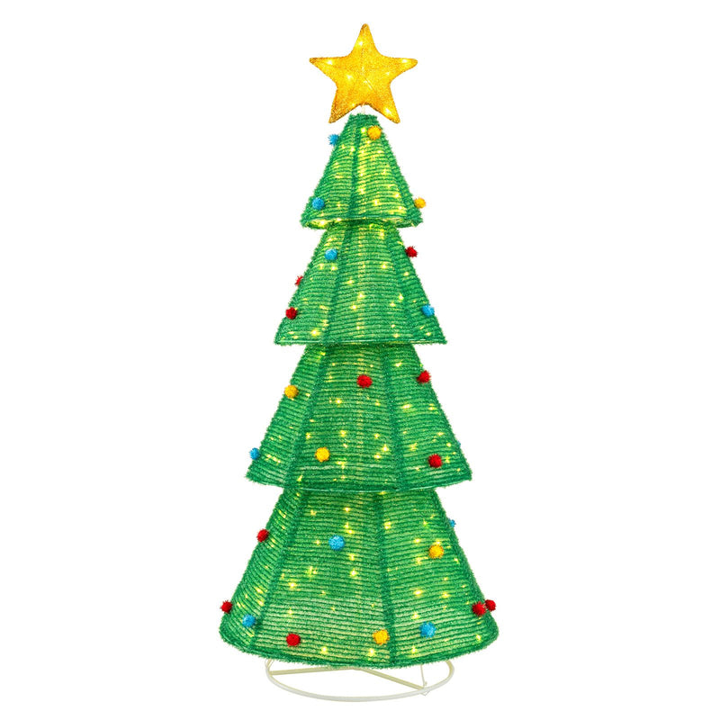 190 CM Lighted Collapsible Christmas Tree with 200 LED Warm Light
