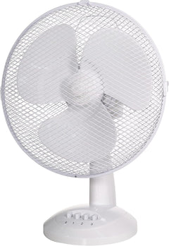 12" Inch, Lightweight, Portable Desk Fan, 3 Speeds, Wide-Angled Oscillation, Powerful Airflow, Quiet Operation, Perfect for Bedroom or Office, White - RHPDF1221