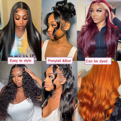 Full 13X6 Lace Frontal Virgin Human Hair Wigs 210% 32Inch 15A Body Wave 13X6 HD Transparent Full Lace Front Wigs Brazilian Body Wave Wig Thin Knots