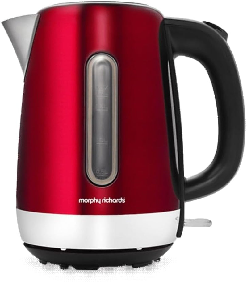 1.7L Rapid Boil Kettle with Removable Limescale Filter & Easy View Water Gauge - Stylish Red Stainless Steel