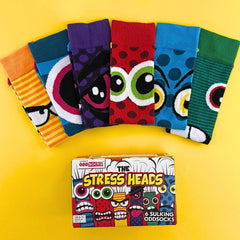 Stress Heads Gift Box: 6 Fun Monster-Themed Odd Socks for Men - Perfect for Birthdays, Father's Day & Christmas!