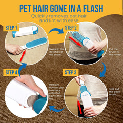Pet Hair Remover Lint Brush with Self-Cleaning Base, Reusable Fluff Remover for Clothes, Double-Sided Fur Cleaner for Dog and Cat