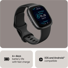 Versa 4 Smartwatch - GPS, 6-Day Battery Life, Compatible with iOS & Android, Black/Graphite Aluminium