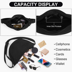 Women'S Nylon Crescent Bag - Hobos Crossbody Shoulder Bag with Adjustable Strap - Solid Color Chest Fanny Pack