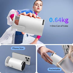 [Built-In Apps & 2026 Upgraded]  Mini Projector for Bedroom with Wifi and Bluetooth, Y4 Portable Projector Support 4K 1080P, Auto Keystone 180° Rotatable, Compatible with Hdmi/Usb/Pc/Phone