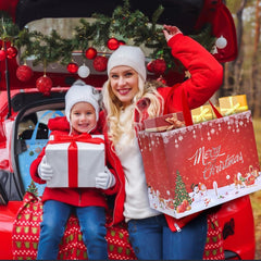 Extra Large Christmas Bags for Gift, 10PCS Reusable Christmas Tote Bags with Handles, Multipack Xmas Gift Bags Non-Woven Christmas Treat Shopping Bags Xmas Party Favor, 40 X 36 X 15Cm
