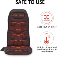 Ultimate  Back Massager with Heat – 10 Vibration Motors for Pain Relief, Perfect Massage Chair Pad for Home & Office, Ideal Father's Day Gift!