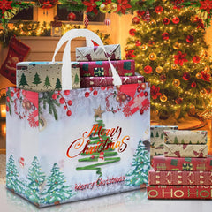 Extra Large Christmas Bags for Gift, 10PCS Reusable Christmas Tote Bags with Handles, Multipack Xmas Gift Bags Non-Woven Christmas Treat Shopping Bags Xmas Party Favor, 40 X 36 X 15Cm