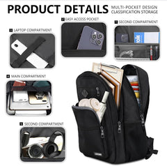 Black Backpack for Men, School Backpack for Boy Teens | 15.6 Inch Laptop Back Pack with Reinforced Straps