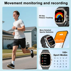 Men's Smart Watch with GPS - 2.06" HD Military Fitness Tracker, Call Function, Heart Rate & Sleep Monitor, 100+ Sports Modes, Waterproof for Android & iOS