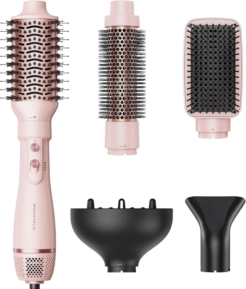 Hair Dryer Brush, 5-In-1 Hot Air Brush Set AIR SCULPT, Multi Hair Styler with Diffuser for Drying and Styling Volumizing Curling Sleeking in One Step, Ceramic Coating, 3 Temperatures, UK Plug