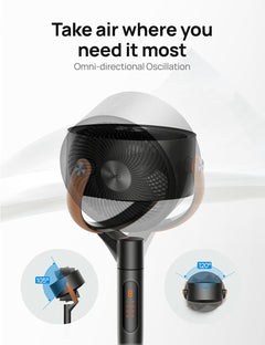 43 Inch Smart Standing Fan for Bedroom, 100Ft Strong Airflow Fan, DC Motor Silent Floor Fans, 120°+105° Oscillating Pedestal Fans with 12H Timer, 6 Modes, Wifi/Alexa/Remote Control