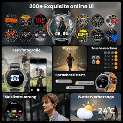 Military Smart Watch for Men, 1.52" HD Smart Watches with Heart Rate/Spo2/Sleep Monitor, 110+ Sports Modes Fitness Tracker, 500Mah Battery Led Flashlight Outdoor Smartwatch for Ios Android