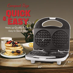 Double Mini Waffle Maker & Iron, Chaffle Maker, 2 X 4-Inch Waffle Machine, Small Waffle Iron for Waffles, Keto Chaffles, Hash Browns & Cookies, 230V, UK Plug, White
