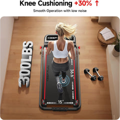 Walking Pad with Incline, Walking Pad with Handle Bar 3 Level Incline, 300 Lbs Walking Pad Foldable for Home Office, under Desk Treadmill with LED Display Remote Control & APP