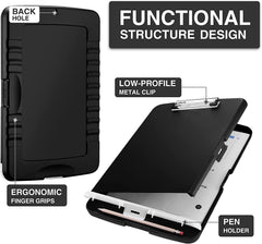 Clipboard with Storage, Clip Board 8.5 X 11 with Pen Holder, Plastic Organization Case Box for Letter Legal A4 Size Paper, Low Profile Clip, Nurses Teachers Must Haves, School & Office Supplies