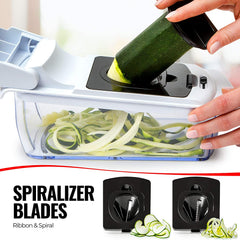 Vegetable Chopper Vegetable Cutter Mandoline Vegetable Slicer - Veggie Onion Salad Food Chopper Manual - Potato Chipper - Veg Chopper and Dicer - Kitchen Tools & Gadgets (7-In-1 Standard White)