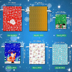 Festive 12-Pack Foil Drawstring Gift Bags for Christmas - Perfect for Presents, Parties, and Holiday Decor!