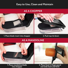 Vegetable Chopper Cutter Mandoline Slicer Cheese Grater - Food Onion Salad Veggie Chopper with Container - French Fry Potato Dicer Slicer Cutter - Kitchen Tools Gadgets (6-In-1 Compact Black)