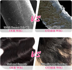 Body Wave Human Hair Wig 180% Density 13X4 Lace Front Wigs Human Hair Wig for Women, Brazilian Virgin Human Hair with Baby Hair Pre Plucked Natural Hairline Natural Color 16 Inch